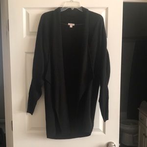 Black long open-front sweater